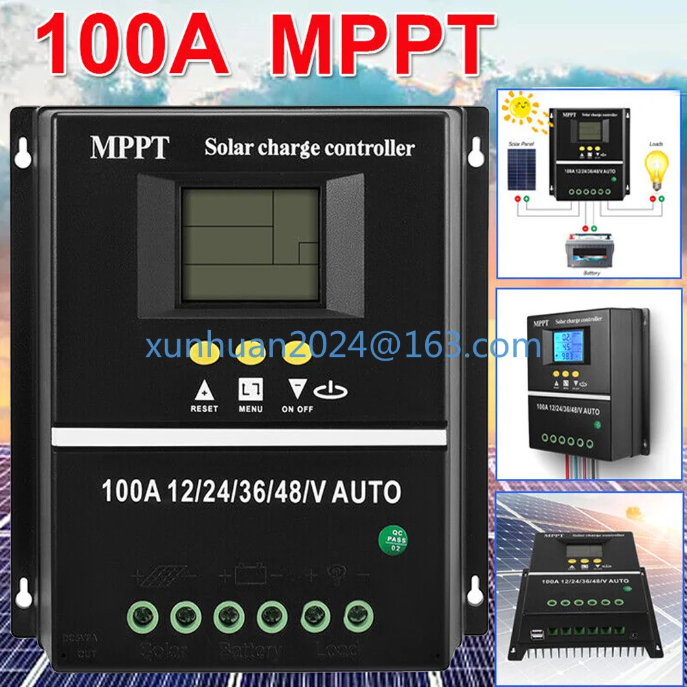 MPPT Solar Charge Controller 100A/80A/60A LCD 12V/24V/36V/48V Auto Controller Solar PV Regulador for Lead Acid Lithium Batteries