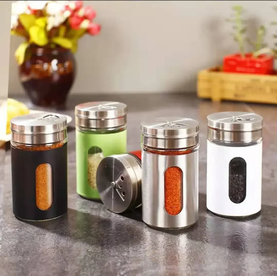 Stainless Steel Seasoning Bottle Peppercorn Seasoning Bottle Outdoor Barbecue Tools Porous Rotating Lid Seasoning Bottle