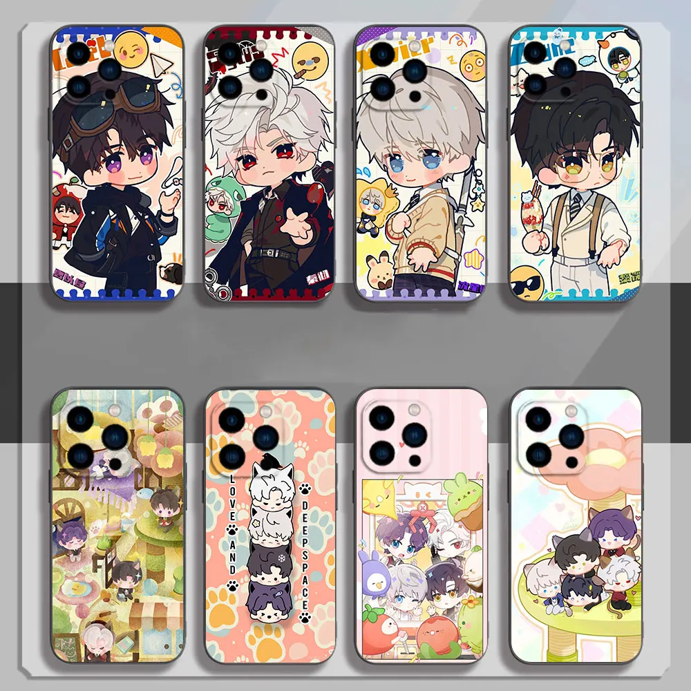 L-Love and Deepspace Otome Games Handyhülle für iPhone 16 12 13 14 15 Pro Max Plus Weiche Silikon-Schutzhülle in Schwarz