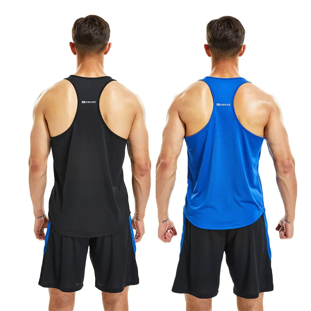 2 Pack Running Muscle Tank Top for Men Dry-Fit Workout Sleeveless Tops Breathable Y-Back Shirts Training Bodybuilding Vests