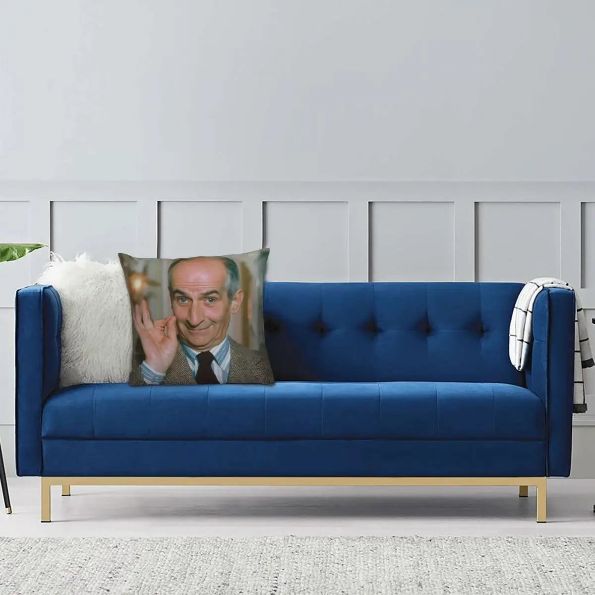 T Col Rond Louis De Funes Acteur Francais Comedie Cushion Cover Creative Print Pillow Case Polyester Pillowcase Home Decor