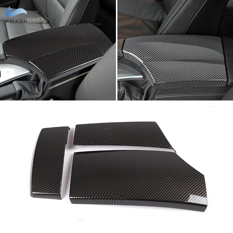 For BMW 5 Series E60 2004 - 2009 2010 ABS Carbon Fiber Texture Center Console Lid Armrest Box Storage Box Cover Protective Trim