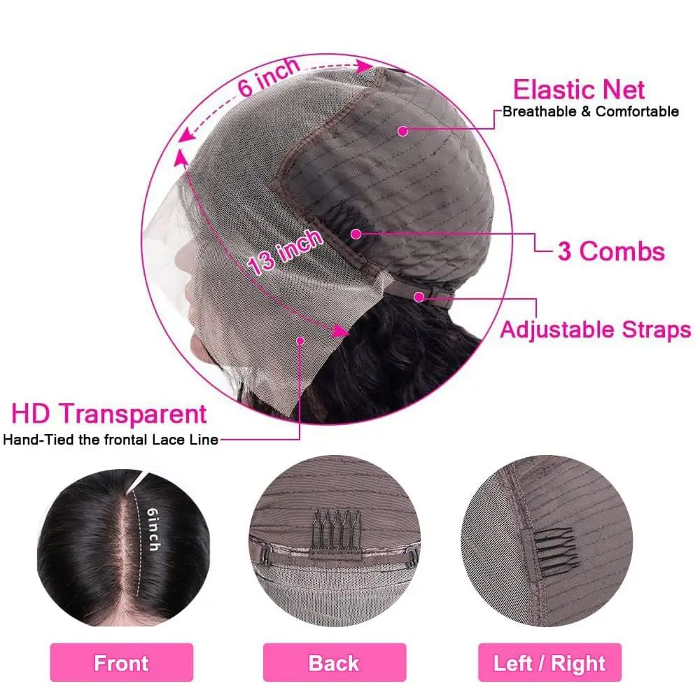 고밀도 루즈 딥 웨이브 28 30 32인치 13x6 HD 레이스 프론탈 인모 가발 브라질리언 풀 컬리 가발 여성용