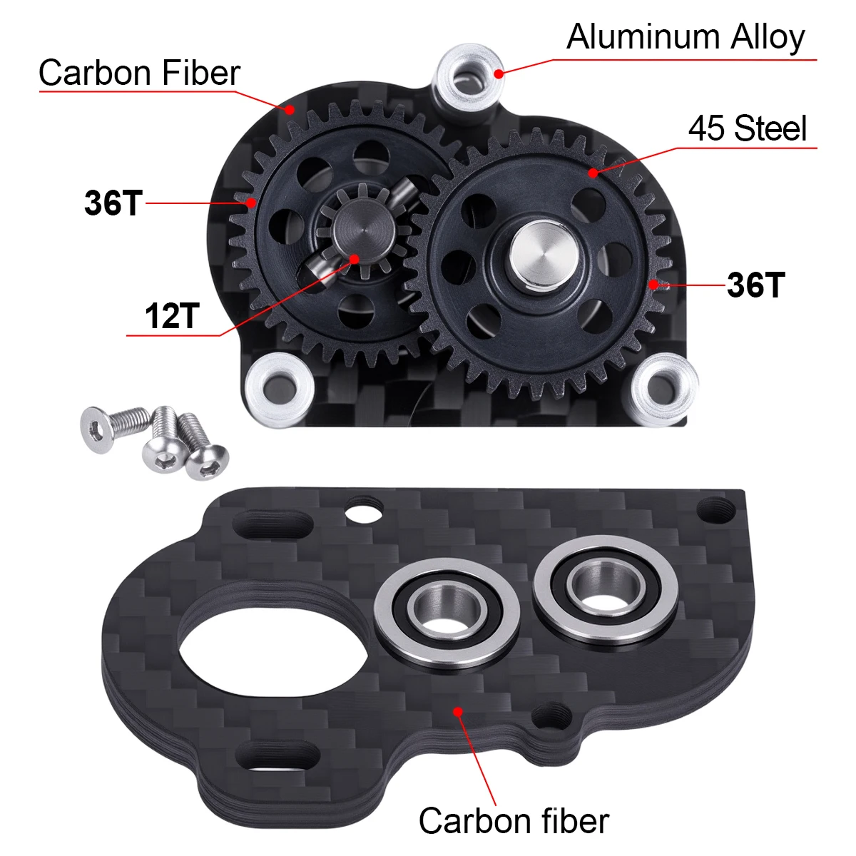 Ultralight Carbon Fiber Portal Transmission Tiny 48P Gearbox for 1/10 LCG Chassis Comp Builds Rigs Upgrade Parts view 5