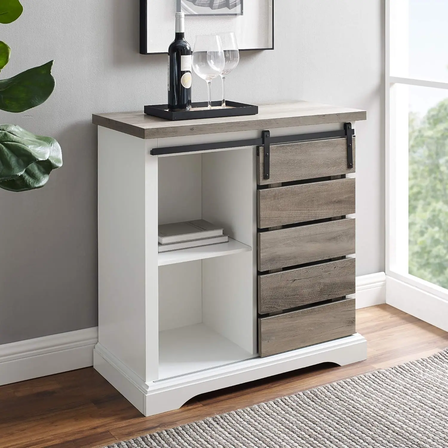 

Консоль для хранения вещей Willa Modern Farmhouse с одной планкой, 32 дюйма, бело-серый цвет