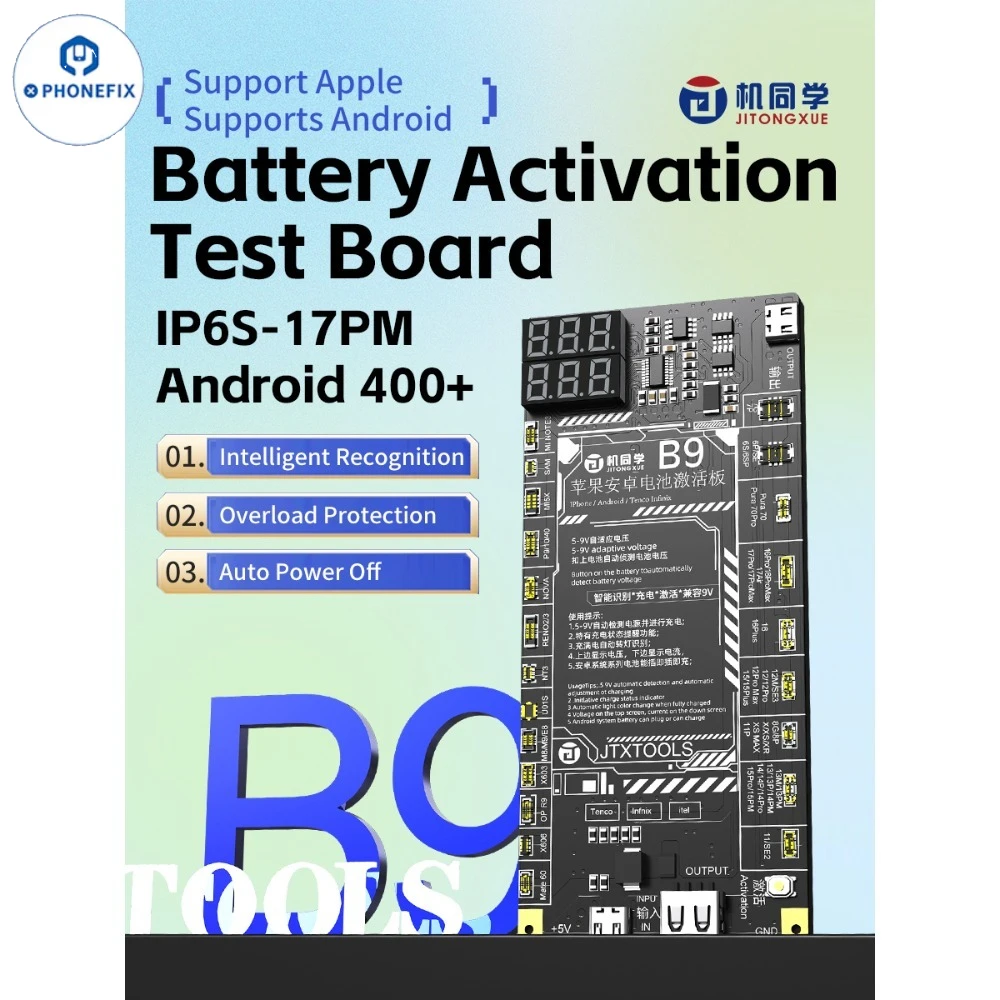 Intelligent Recognition Overload Protection Auto Power Off Battery Activation Test Board Supports IPhone 6S-17PM/Android 400+