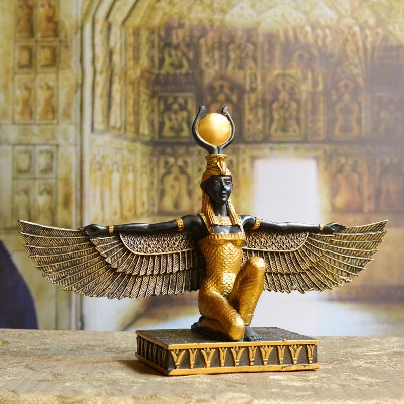 Egyptian Gods and Goddess Isis Statue Study Decoration Egypt Ornament Gift Guardian God of The Earth Home Desktop Decor Souvenir