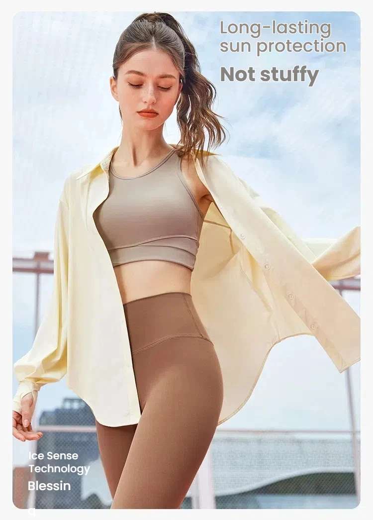 Women's UPF 50+ Sun Protection Shirt French Style Lightweight Overshirt Boho Chic Long Sleeve Cover-Up Loose Long Sleeved Shirt