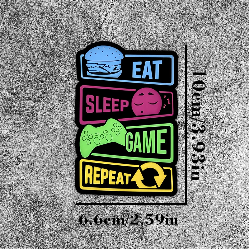 Eat Sleep Game Sticker Gamer Vinyl Decal Waterproof PET Sticker for Laptop Cup PC Case Gaming Decoration