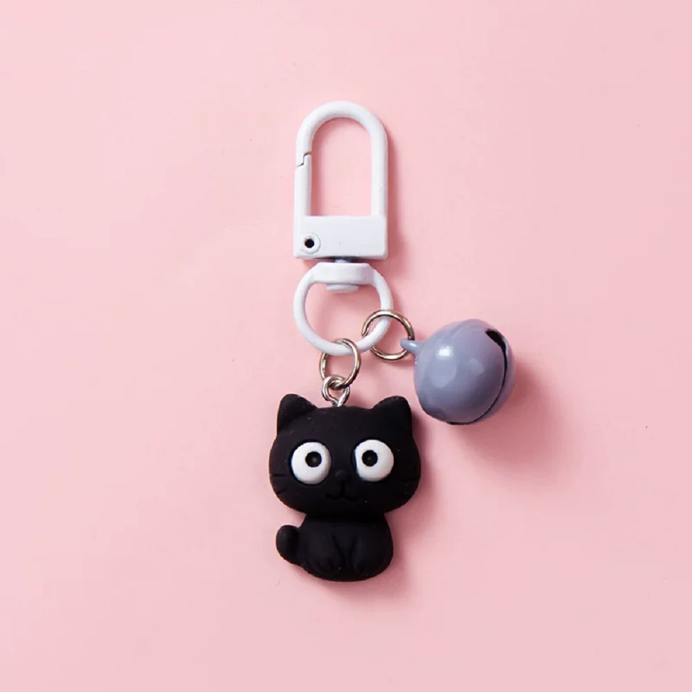 

Cartoon Cute Black White Kitten Keychain Bag Couple Keyring Woman Male Ring Chain Pendant Accessories Hit Product Best Seller