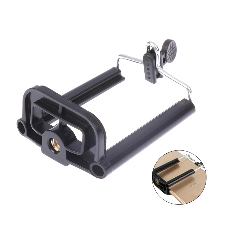 Soporte Universal extensible para teléfono, color negro, con tuerca de 1/4 pulgadas, agujero para tornillo, palo de Selfie, accesorios de Clip para teléfono y cámara, 1 ud.