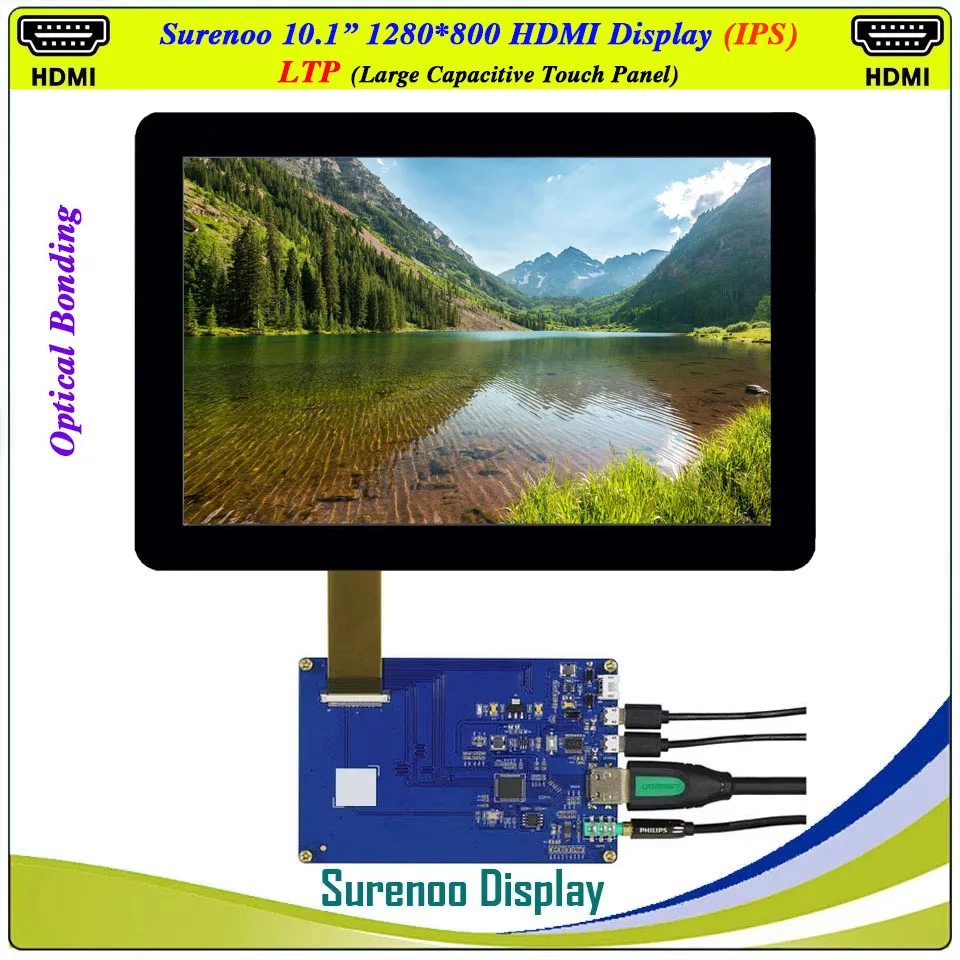 Módulo LCD Compatible con HDMI, Monitor de pantalla IPS, Panel táctil capacitivo USB, Audio para Raspberry Pi, 10,1 pulgadas, 1280x800