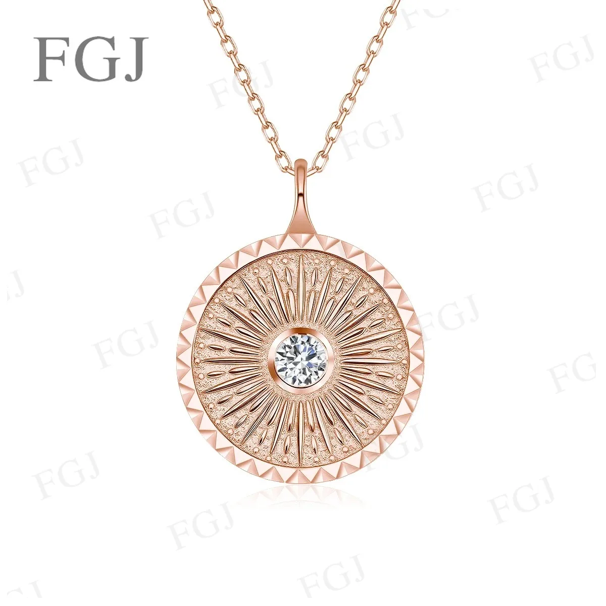 925 Sterling Silber Runder Moissanit-Anhänger Halskette Strahlende O-Kette für Damen Hochzeit Jubiläum Edles Schmuckgeschenk – Detail 5