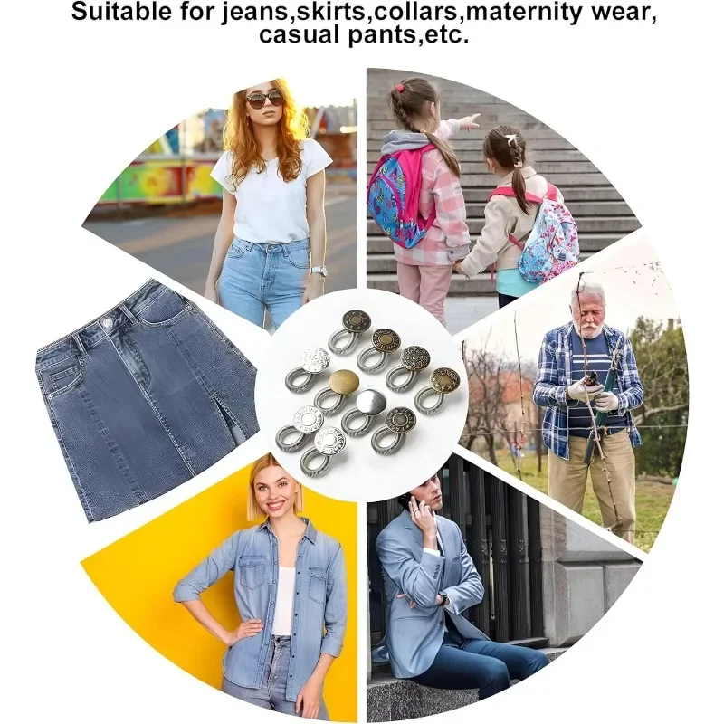 1/20 قطعة الجينز الخصر موسع زر قابل للتعديل قابل للسحب مطاطا الربيع أزرار DIY بها بنفسك السراويل الجينز الحرة الخياطة الخصر تمديدات