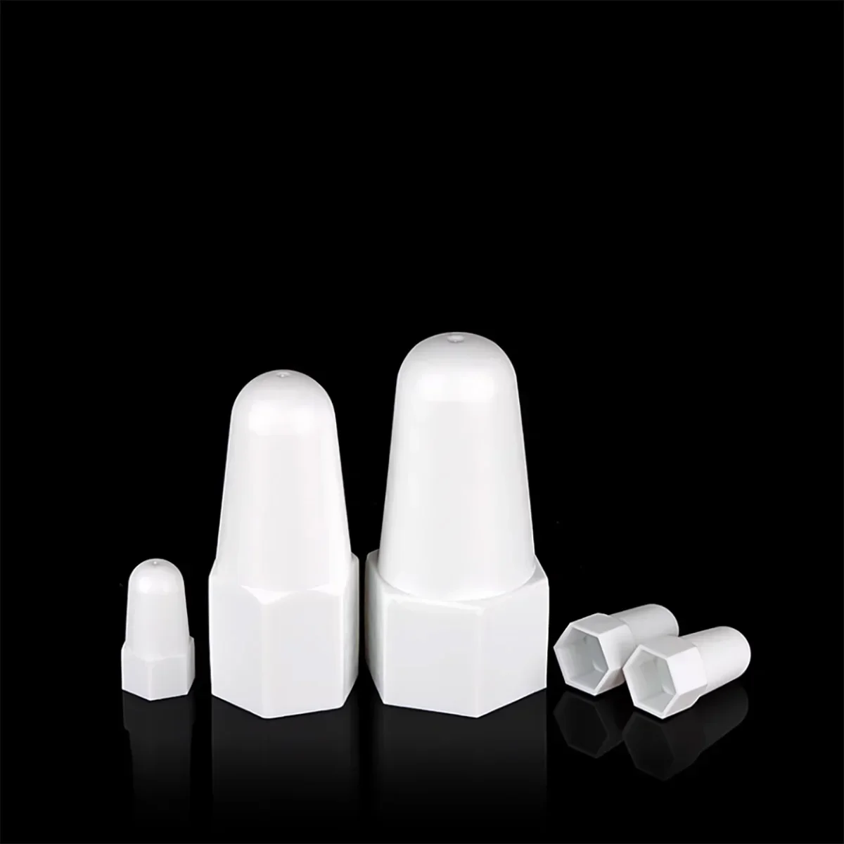 

Hexagonal Nut Bolt With Raised And Extended Style PE Plastic Protective Cap Decorative Cover