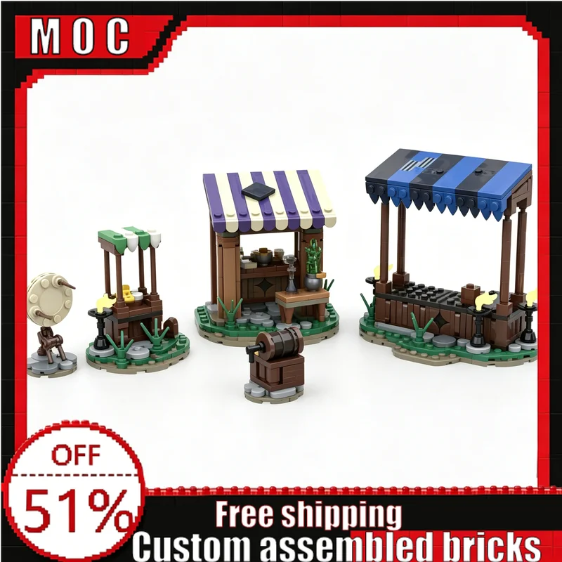 

636PCS Medieval Market Medieval Village Series Building Blocks Set Creative DIY Assembly Educational Toy Collection Display Gift