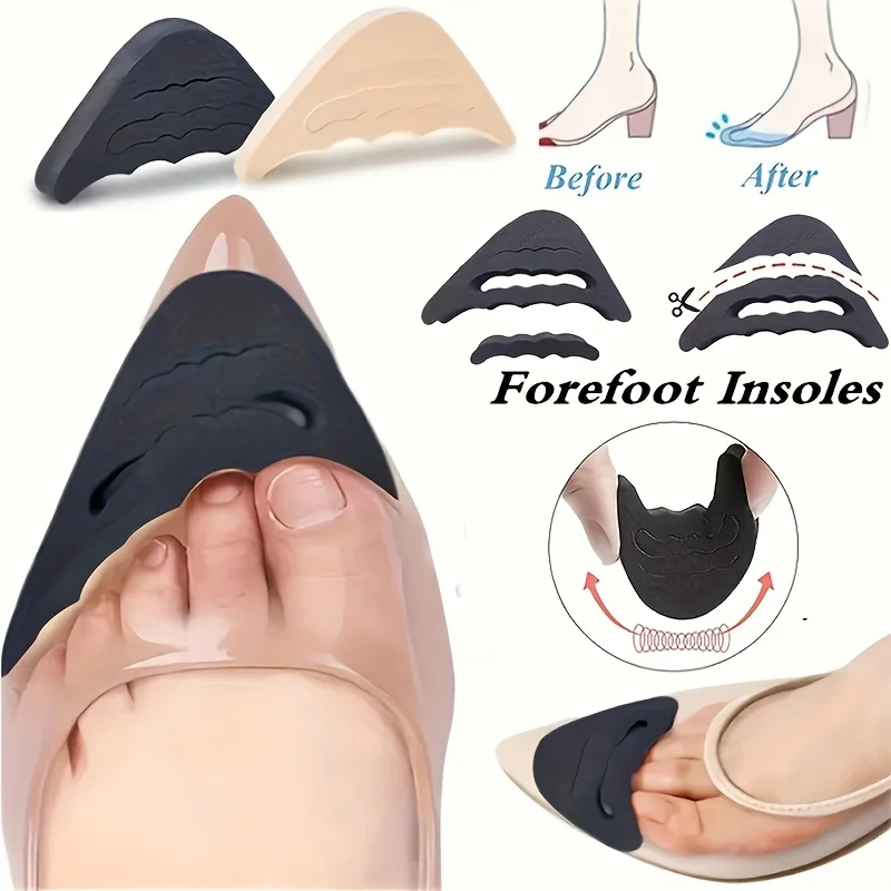 8pcs Thickened Memory Foam Toe Inserts, anti-slip anti-blister, protect toes for high heels, beige & black.