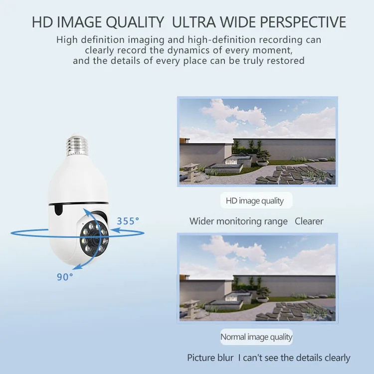 ICSEE 4MP Wireless Security Camera, Bulb Design, HD Image, Pan - Tilt, Two - Way Intercom, Motion Alarm, Dual Storage (TF/Cloud)