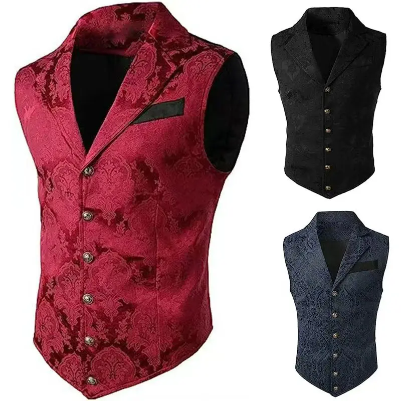 

Medieval Gothic Vest for Men Vintage Steampunk Waistcoat Victorian Costume Renaissance Pirate Jacket