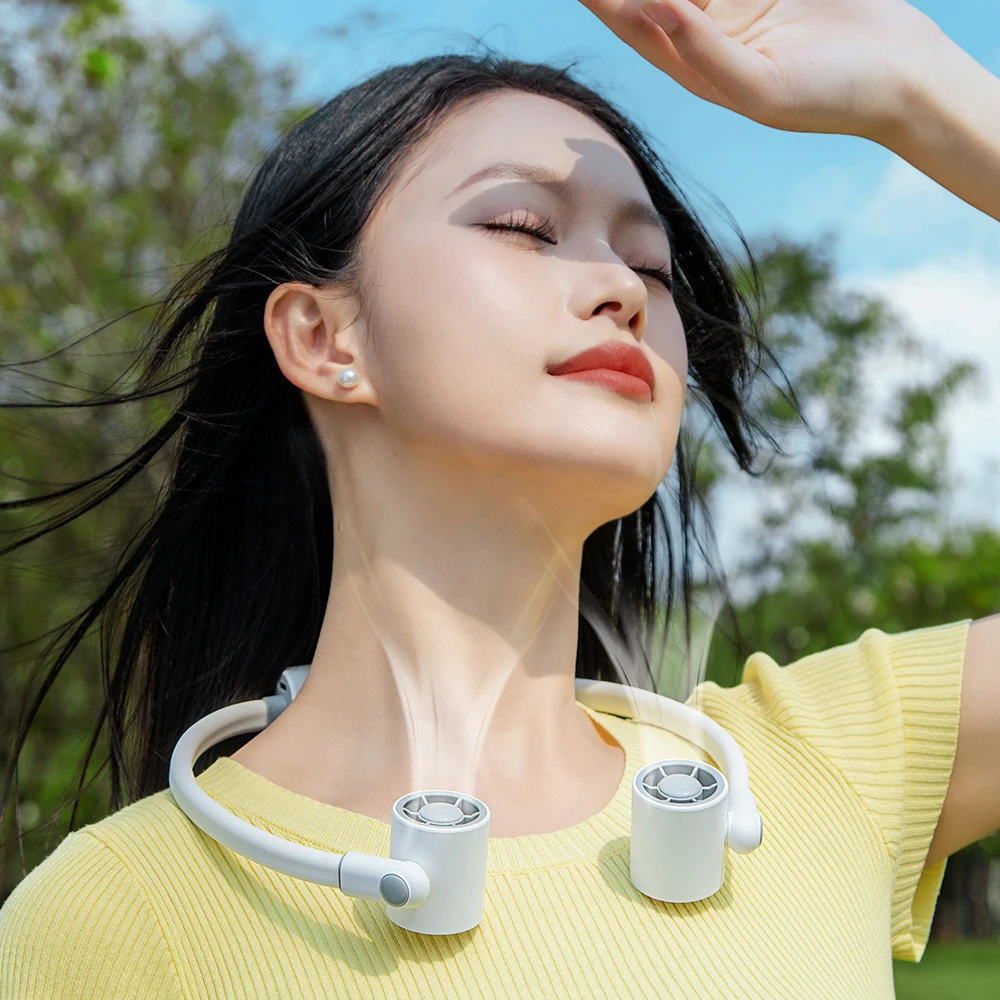 

Высококачественный легкий перезаряжаемый шейный вентилятор емкостью 3000 мАч с воздушным охлаждением, обновленный портативный высокоскоростной подвесной вентилятор на шею, 2025 г.