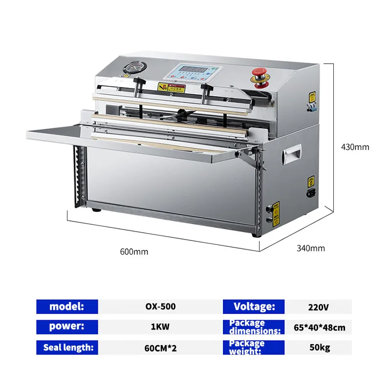 Automatic Vacuum Sealing Machine External Vacuum Packaging Machine Commercial Food Large Household Packaging Machine OX-500