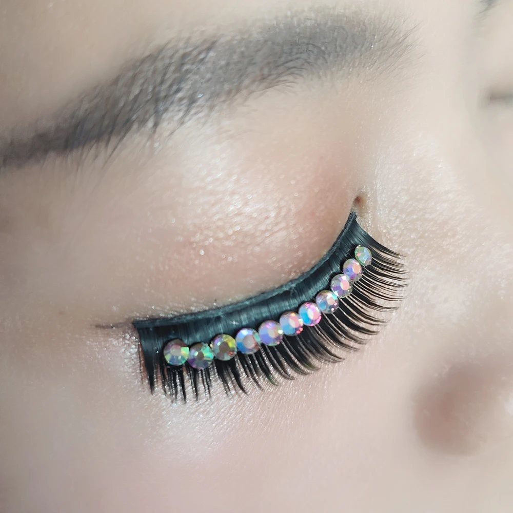 5 ペアメイクアップダイヤモンドつけまつげ長く厚い輝くダイヤモンドまつげパーティーショーキャットウォークハロウィンクリスマスラテンまつげ
