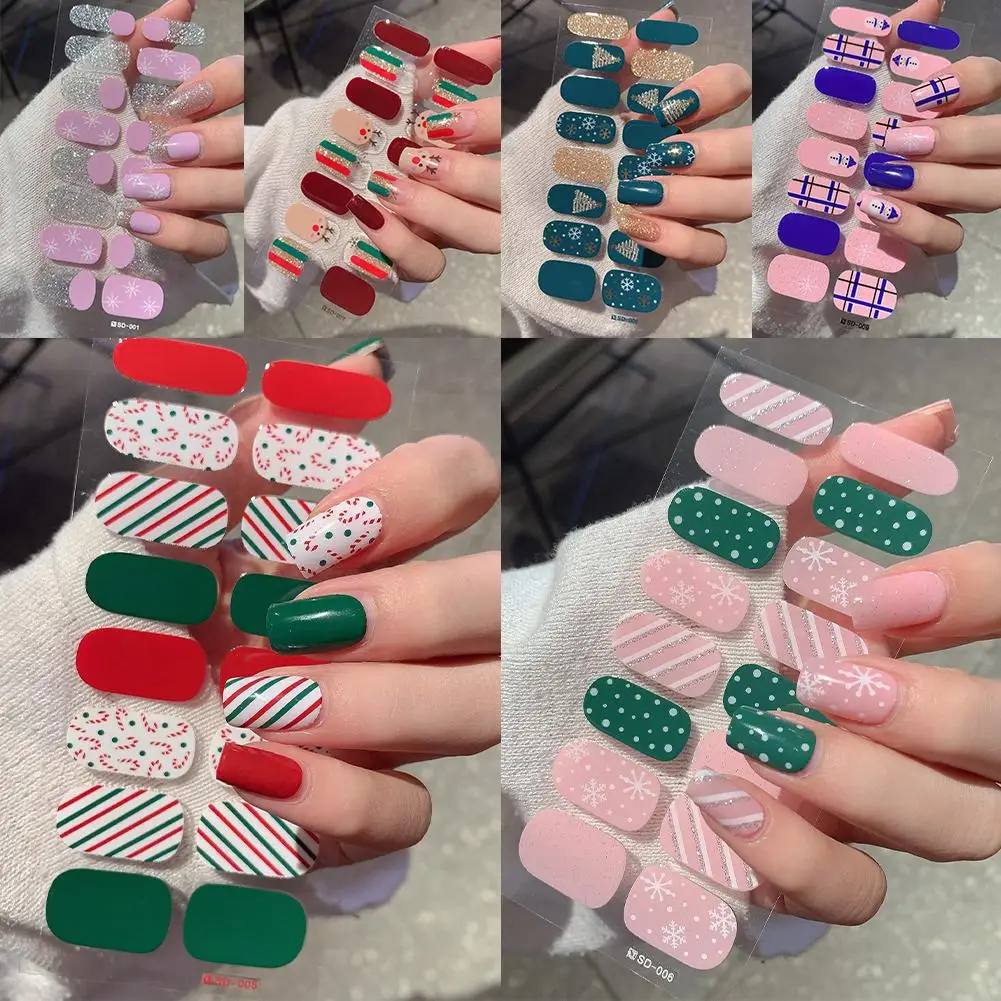 3D Christmas Nail Stickers Santa Claus Snowman Snowflake Series Waterproof Decoration Embossed DIY Gel Decals V7L1