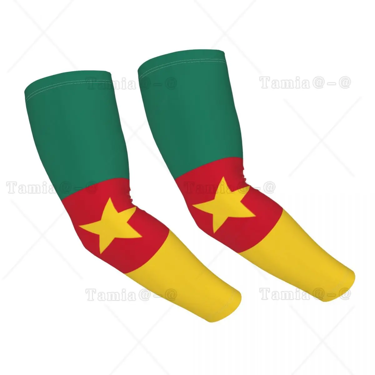 Cooling Flag Of Cameroon แขนแขนผู้ชายผู้หญิงกีฬาการบีบอัด Tattoo Cover Up สําหรับบาสเกตบอล