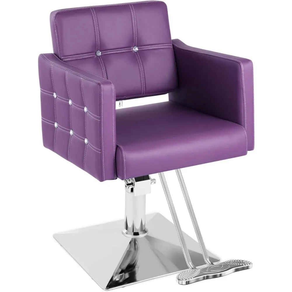 

Salon Chair for Home, Salon Styling Chair for Hair Stylist, Purple Hydraulic Barber Chair Heavy Duty, Beauty Spa Cosmetology Sha