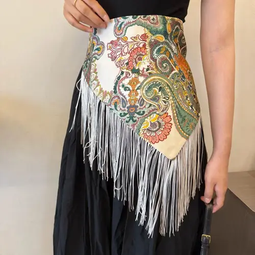 Imagen 2 del producto Cinturón Retro con borlas para mujer, cinturón ancho, corsé con borlas triangulares a la moda, camisa, vestido, abrigo, accesorios de decoración