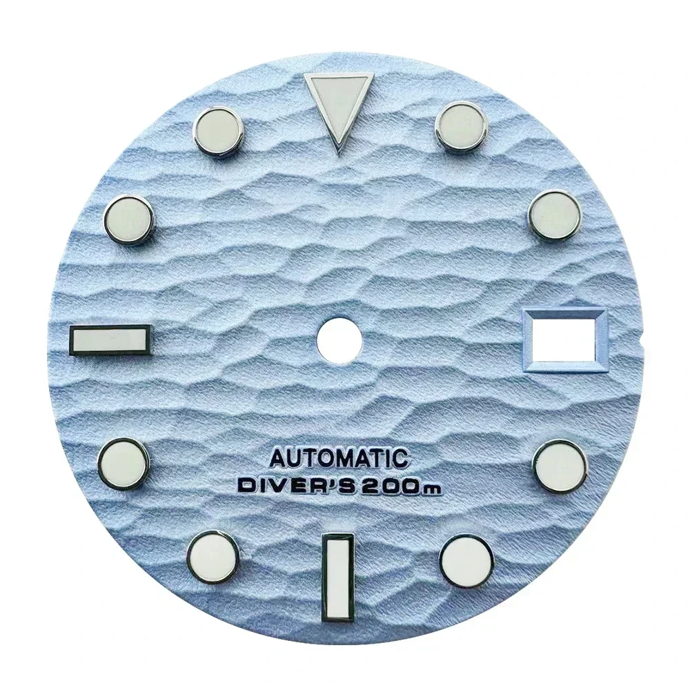 28.5mm S 3D Wave Dial NH35 voor NH35 NH36 Automatisch uurwerk Groene lichtgevende horlogemodificatie Accessoires Aangepast logo