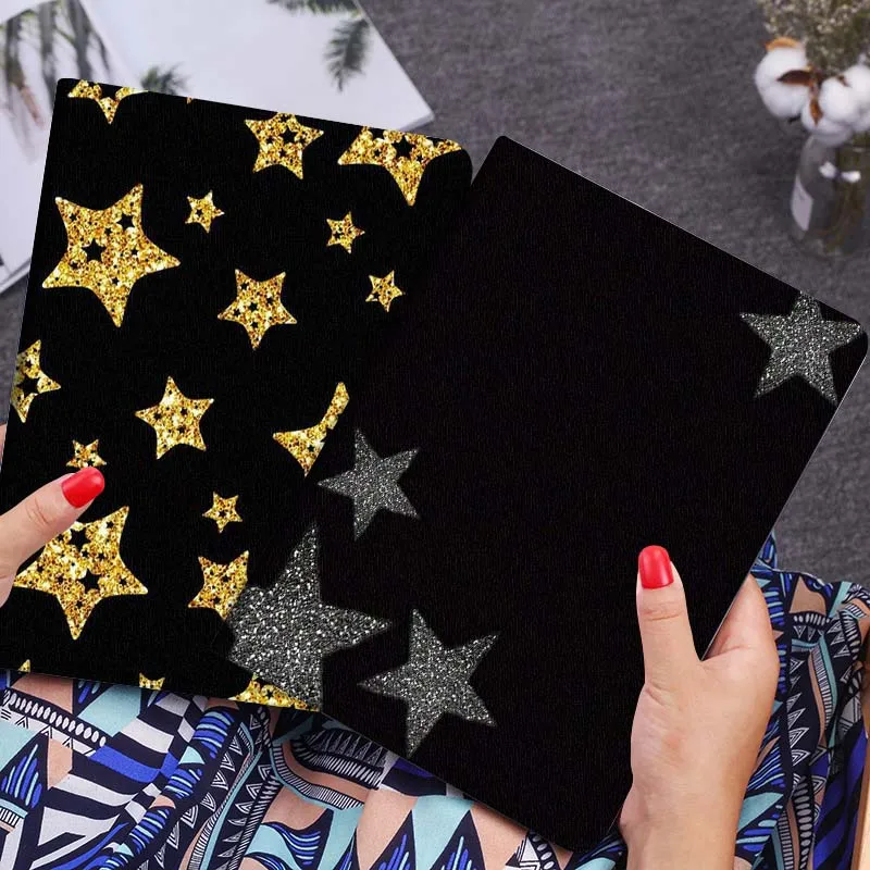 

Silver Glitter Star Pattern Tablet Case For Lenovo Xiaoxin Legion Pad Tab Pro GT Y700 Gen4 2 11 P11 M10 K10 3rd Plus Gen Gift