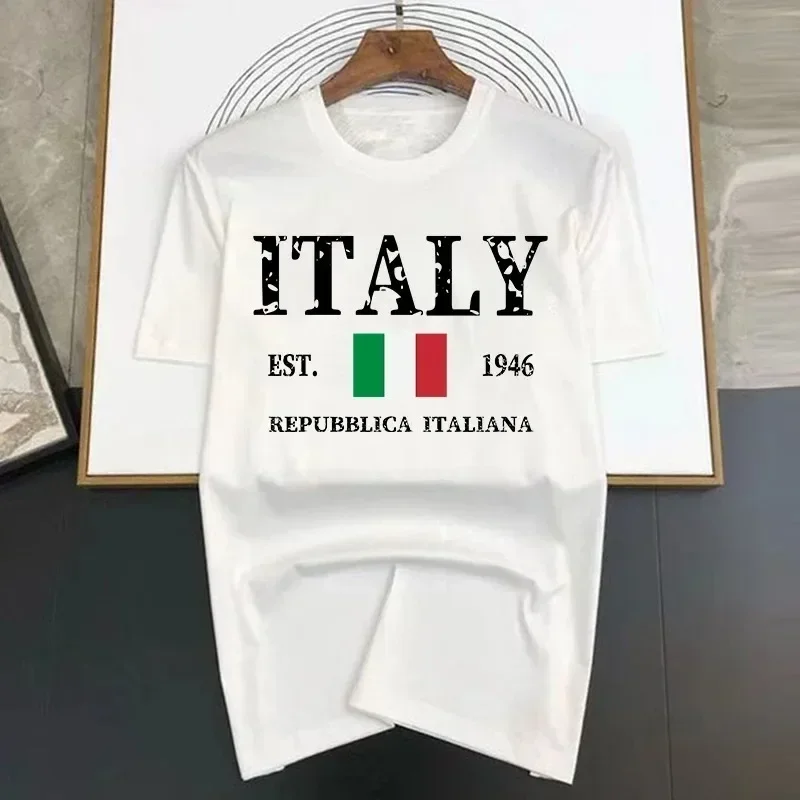 Italy Shirt Italian Flag Printed Unisex Soft and Comfortable T Shirt Cool Shirts O-Neck Streetwear Oversized S-4XL Tee Man