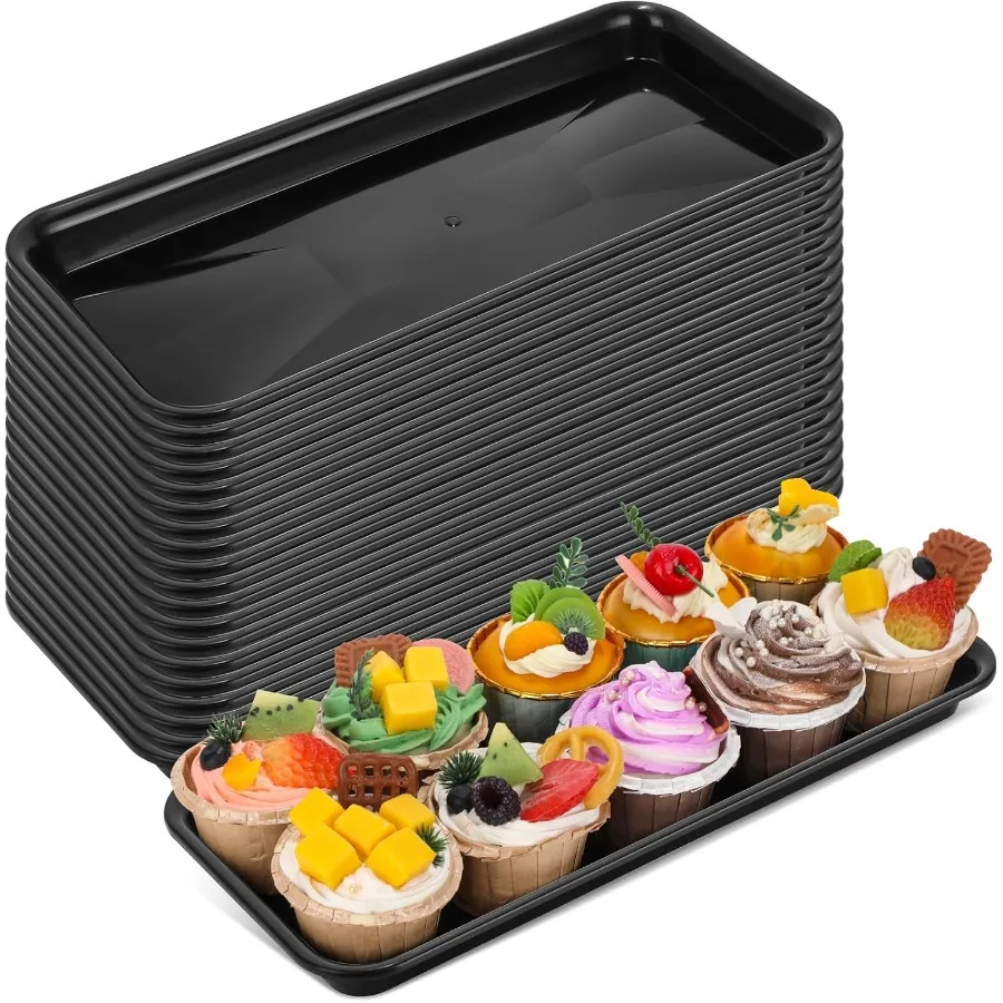 

20 шт. прямоугольные сервировочные тарелки 14 x 6 дюймов, многоразовые пластиковые подносы для еды для свадьбы, домашнего стола, Дня благодарения, рождественской вечеринки D