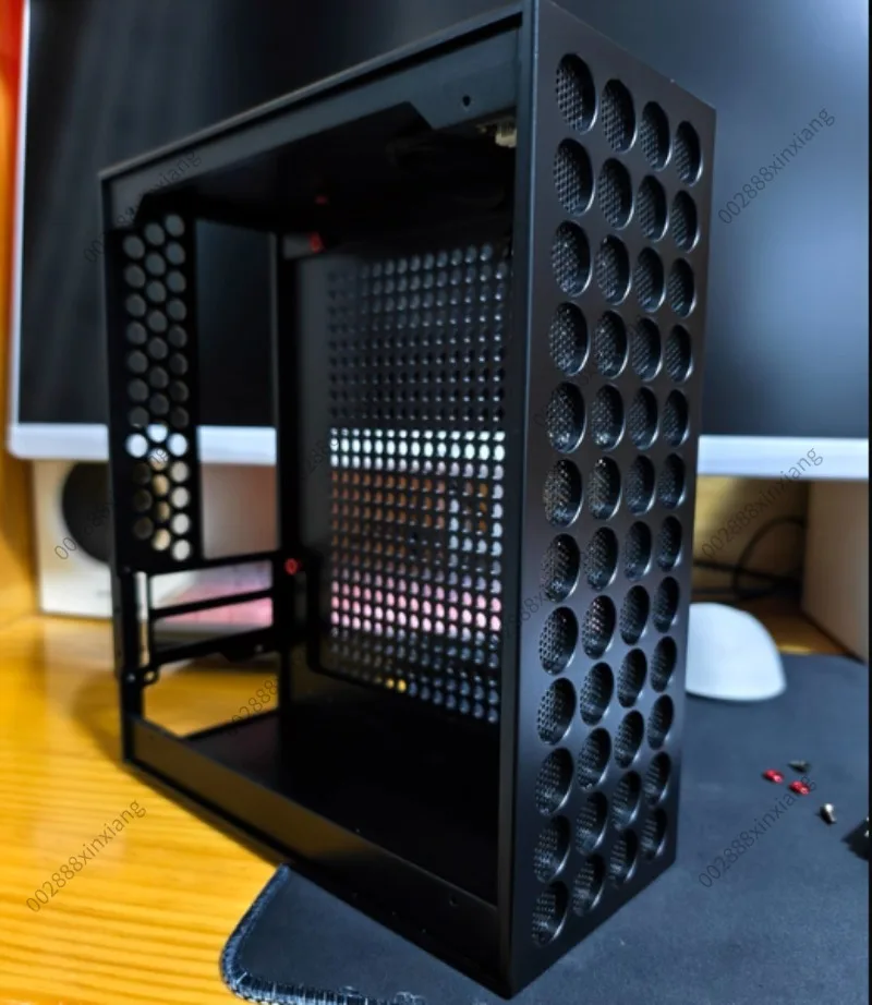 Für V9 FLEX Netzteil Kleines Gehäuse Vollständig aus Aluminium Maßgefertigt, Unterstützt Doppelschlitz Halbhohe PCI-ITX Mini-Gehäuse