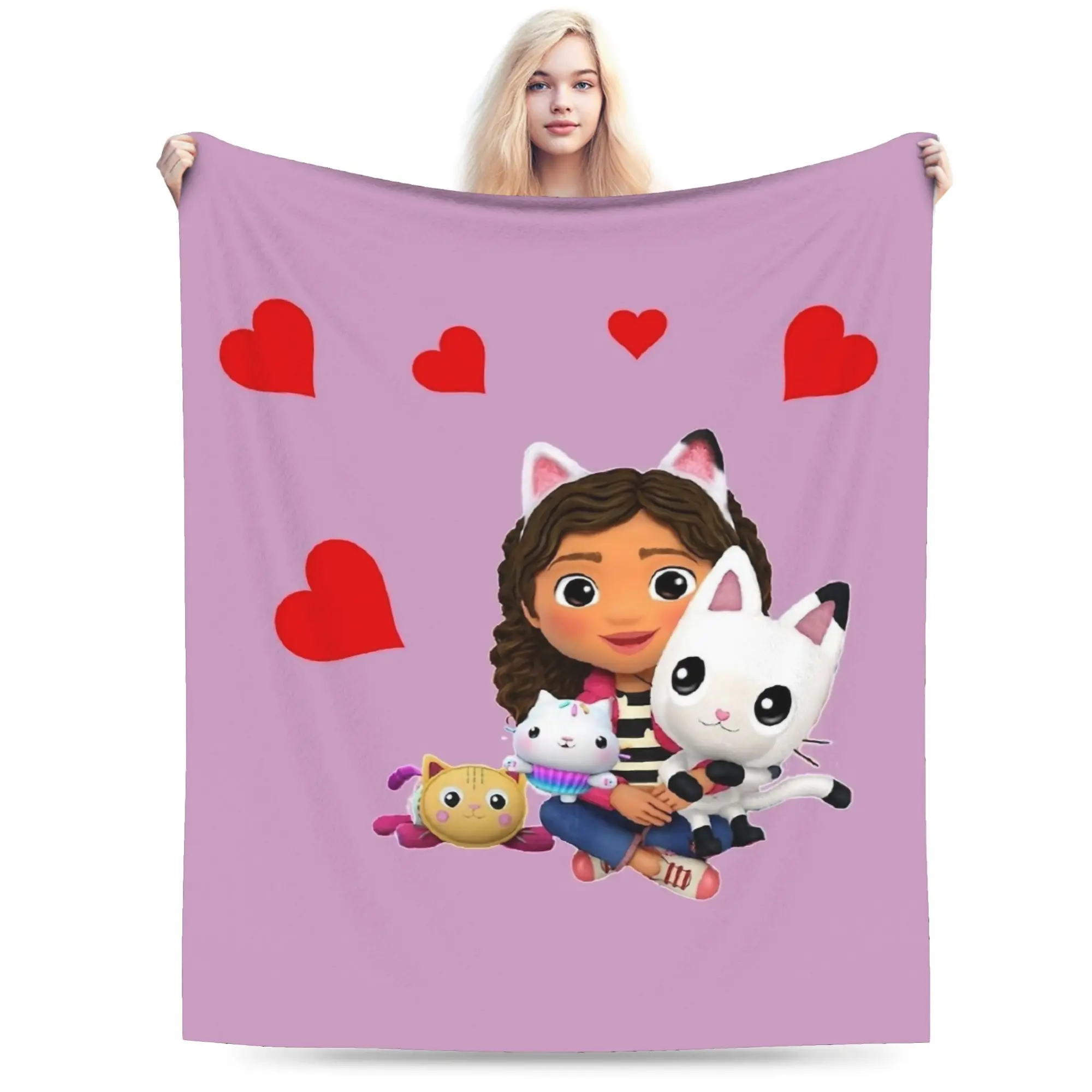 

Cartoon Cute Gabby Dollhouse Blanket Flannel Winter Cute Kids Portable Ultra-Soft Throw Blanket for Bedding Office Rug Piece