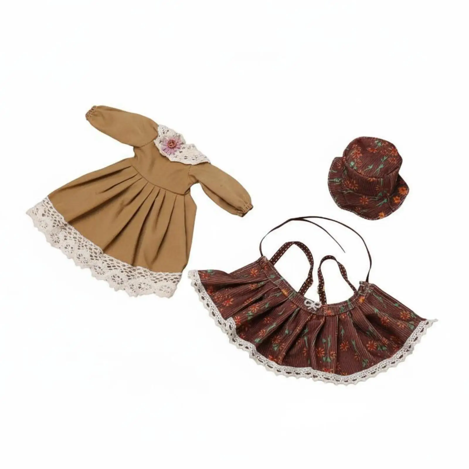 2-6pack 1/6 Scale Doll Outfit Aesthetic Doll Dress Set Includes Headwear for