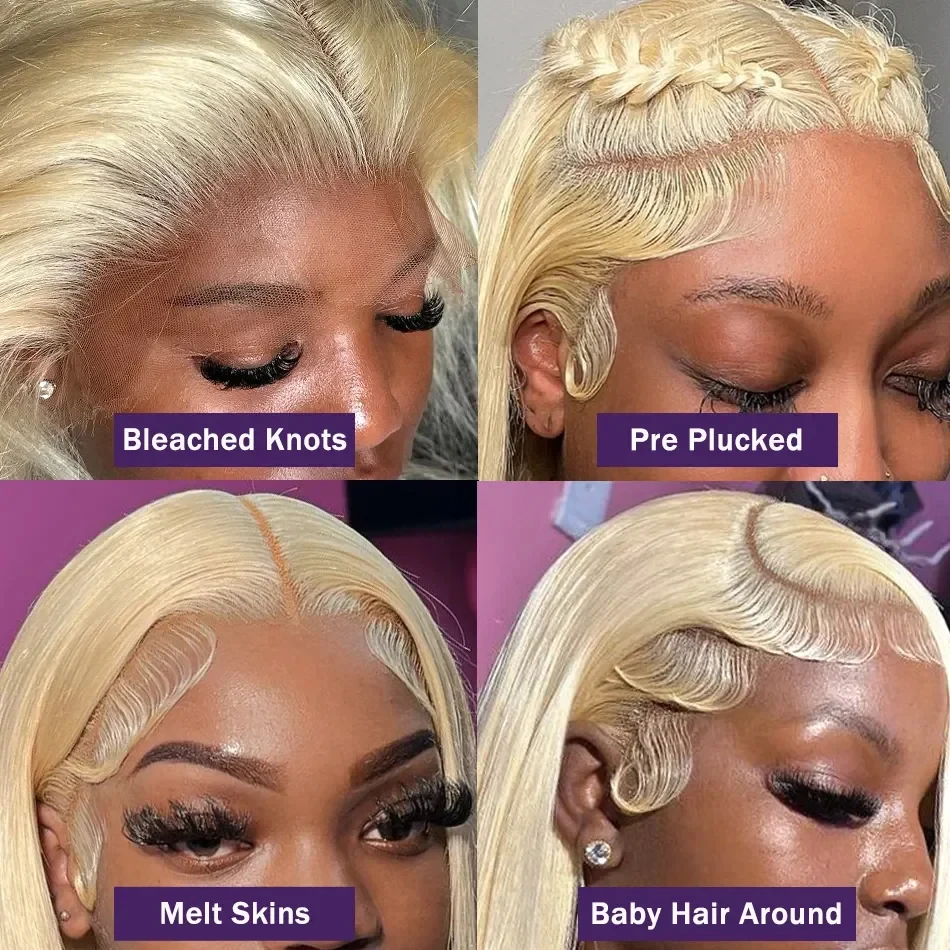 Wiggogo 613 Transparent Hd Lace Frontal Wig 13X6 Bone Straight Blonde Human Lace Front 13X4 Brazilian Preplucked Human Hair Wigs image 4