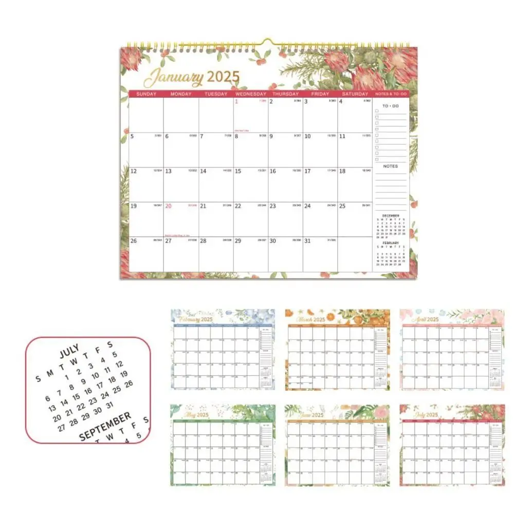 Time Tool 12 Months English Wall Calendar Creative INS 2025 Wall Calendar Colorful To Do List Calendar Planner Office Stationery