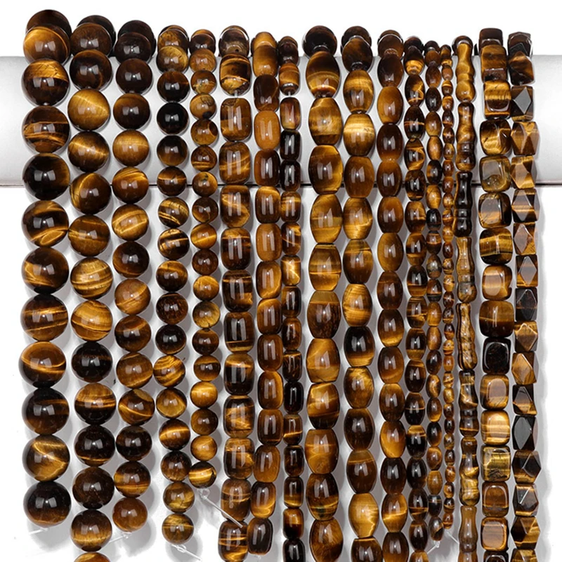 Natural Yellow Tiger Eye Stone Beads Round Irregular Loose Spacer Bead for Jewelry Making Necklace Bracelet Earrings Accessories