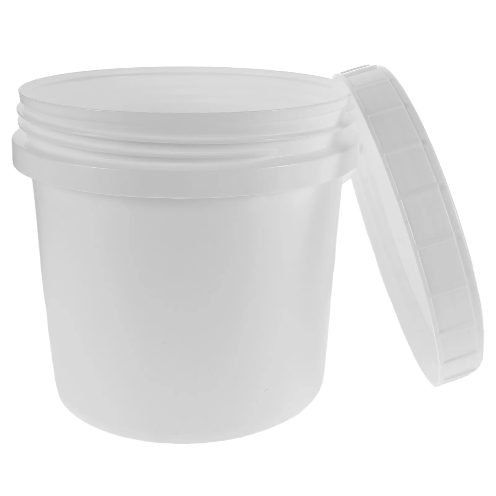 

White Plastic Food Grade Bucket Screw Lid Secure Storage Container for Syrup Sauce Powder Home Restaurant Kitchen