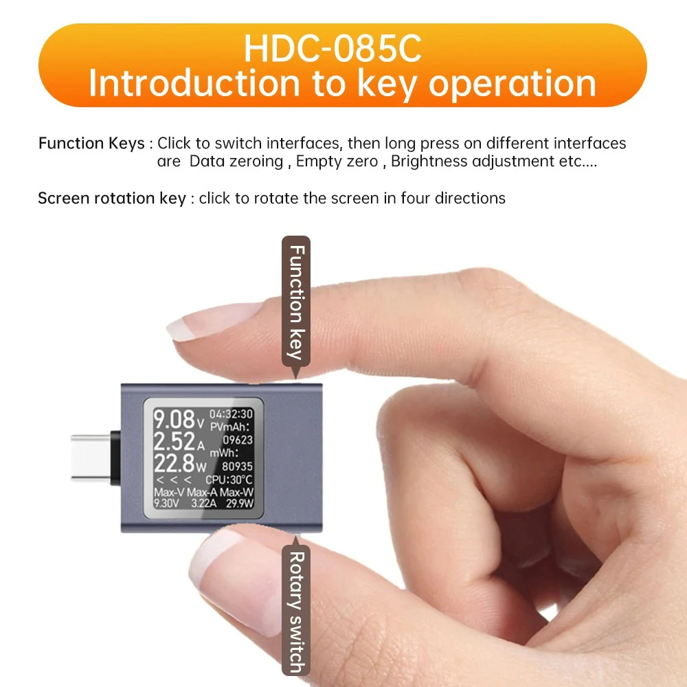 USB-C السلطة متر شاشة ديجيتال تيار مستمر الجهد مقياس التيار الكهربائي السلطة متر وقت العمل مقياس التيار الكهربائي الفولتميتر كابل يو اس بي شاحن الكاشف #1