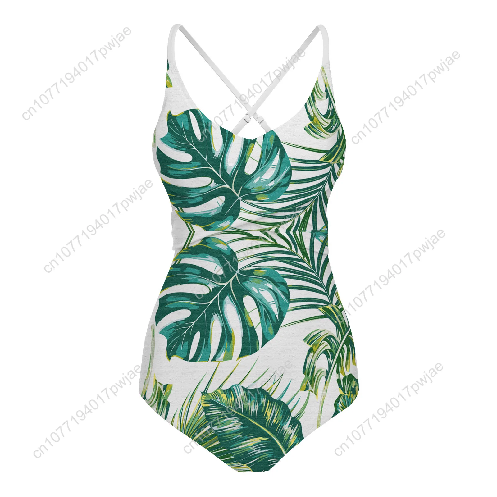 Green Plant Print Pattern Swimsuit Women Sling Swimsuits Sexy Swimwear Pool Beach Bikini Summer Holiday Customize Bathing Suits