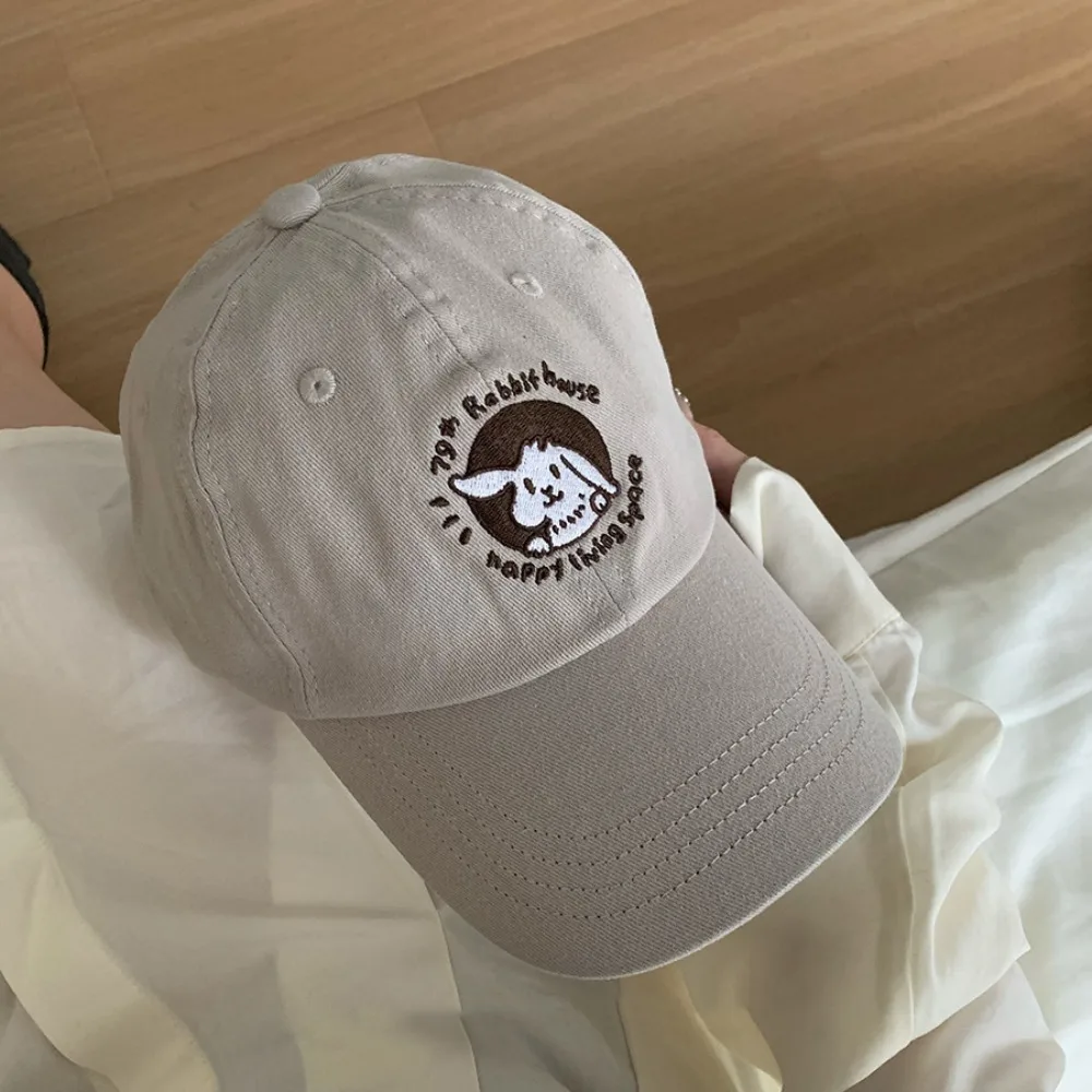 Fashion Adjustable Rabbit Baseball Cap Cotton Embroidery Vintage Baseball Cap Casual Korean Teenagers Hat Male Female