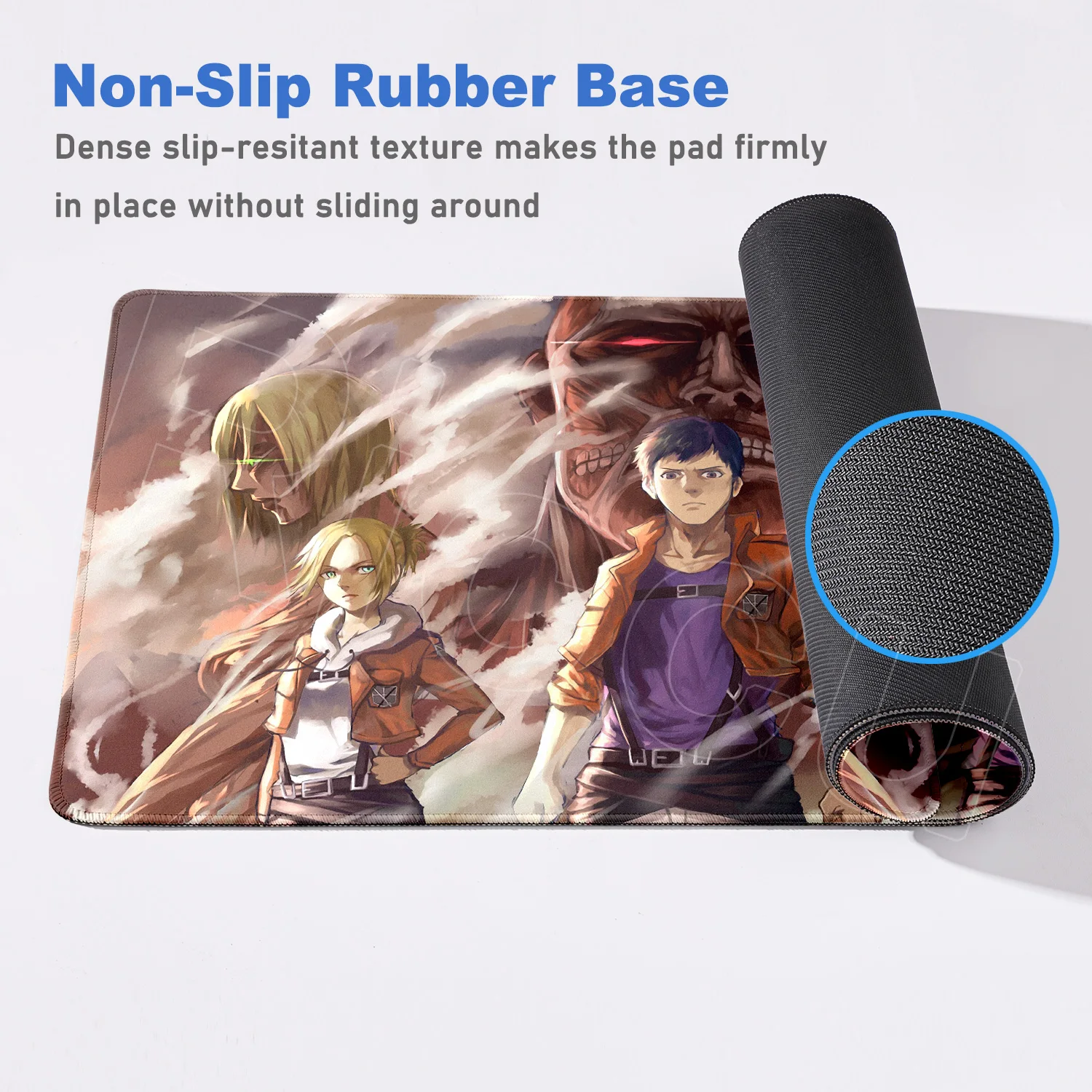 Large Computer Gaming Mousepad Anime Laptop Keyboard Carpet XXL Attack on Titan Stitch Edge Mouse Pad Non-slip Durable Table Mat