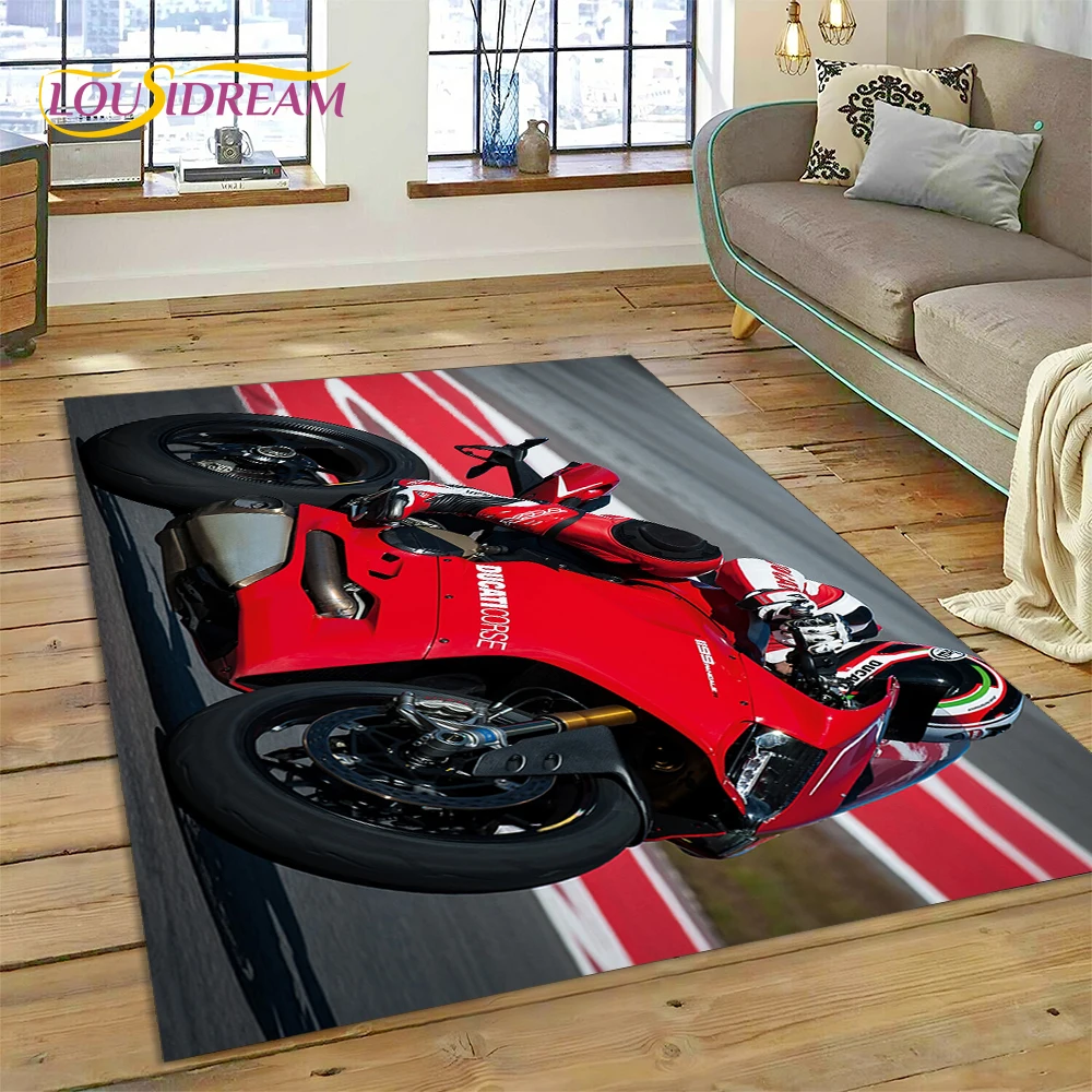 Lastest 3D Ducati Motorcycle Logo Rug Carpet for Living Room Bedroom Home Decor,Floor Mat Non-slip Decoration for Sofa Doormat