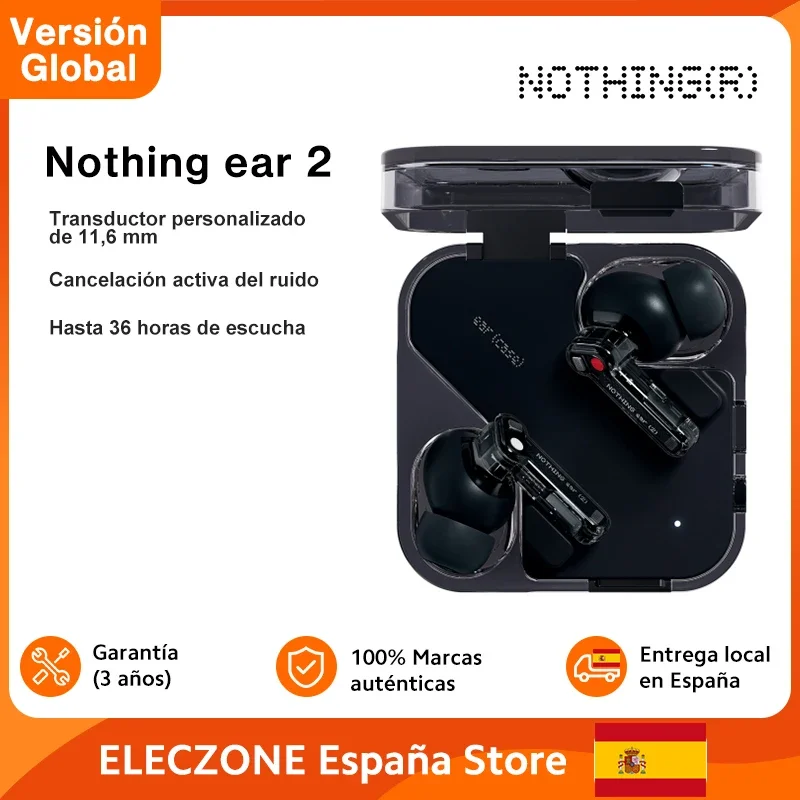 Global Version Nothing Ear (2) Earbuds Hi-Res Certified 40dB ANC 11.6mm Custom Driver Dual Chamber Design Bluetooth5.3 Earphone