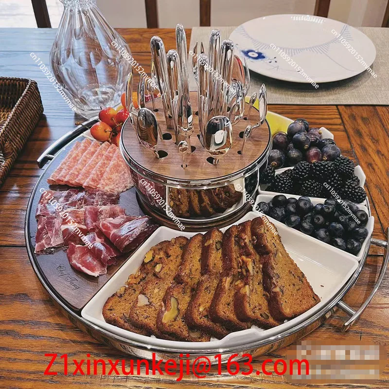 

New Mood Party Quentin European Light Luxury Stainless Steel Tableware Tray Snack Snack Platter
