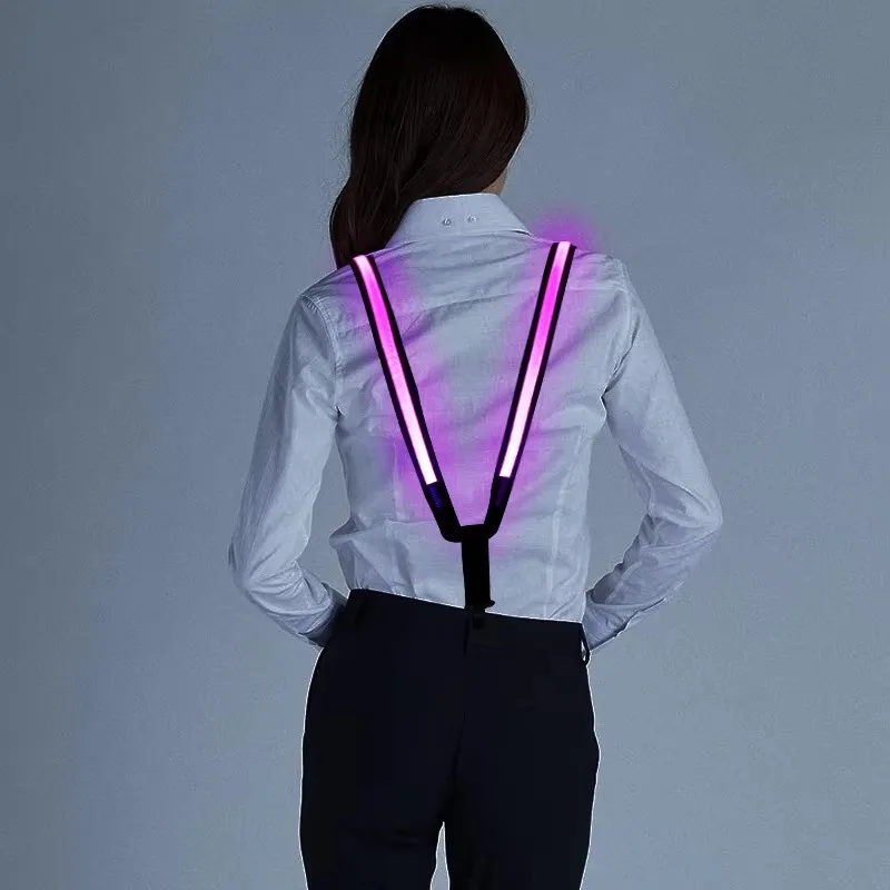 Luminous Men's Led Suspenders Bow Tie Perfect Music Bar Suspenders Illuminated Led Festival Costume Party Performance Props