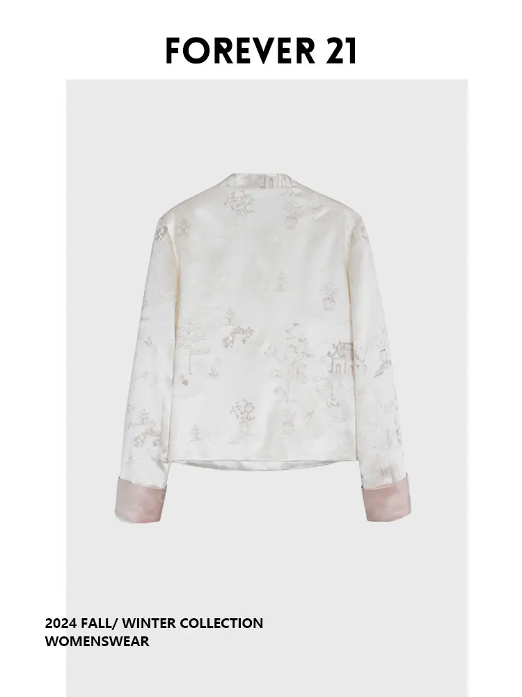 

Ele Embroidered Patchwork Design Autumn Outerwear Forever 2 Chinese Sle National Retro Floral Long Sve Coat